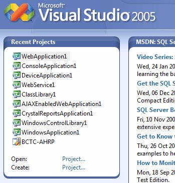 Visual Studio Recent Project List
